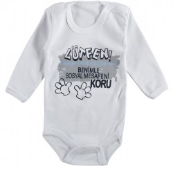 SOSYAL MESAFENİ KORU BASKILI UZUNKOL ÇITÇITLI ERKEK BADİ 3/9 AY 